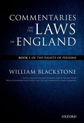 Cover for William Blackstone · The Oxford Edition of Blackstone's: Commentaries on the Laws of England: Book I: Of the Rights of Persons - The Oxford Edition of Blackstone's (Paperback Book) (2016)