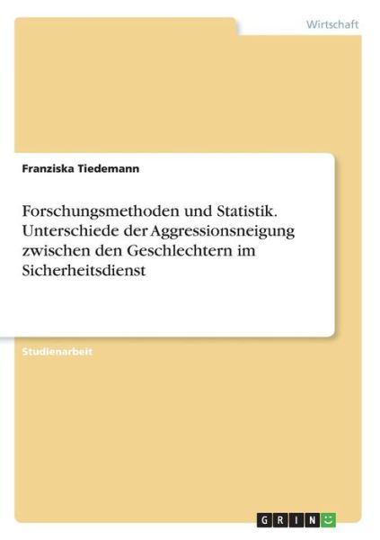 Cover for Tiedemann · Forschungsmethoden und Statis (Book)