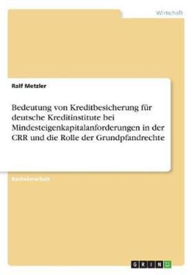 Cover for Metzler · Bedeutung von Kreditbesicherung (Book)