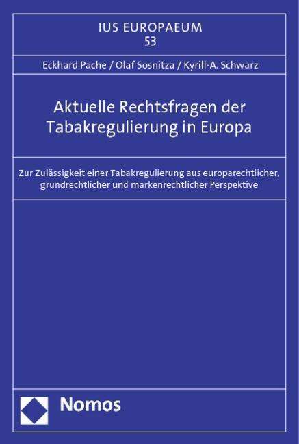 Cover for Pache · Aktuelle Rechtsfragen der Tabakre (Book)