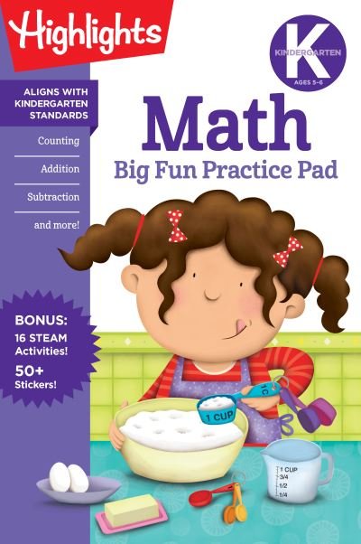 Cover for Kindergarten Math Big Fun Practice Pad - Highlights Big Fun Practice Pads (Paperback Book) (2021)