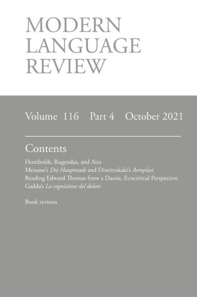 Modern Language Review (116 : 4) October 2021 - Derek Connon - Livros - Modern Humanities Research Association - 9781781889992 - 1 de outubro de 2021