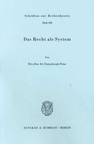 Cover for Peine · Das Recht als System. (Book) (1983)