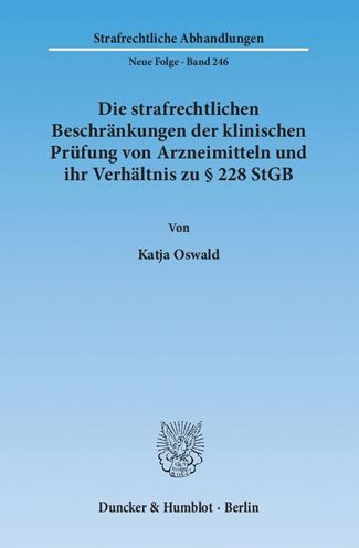 Cover for Oswald · Die strafrechtlichen Beschränkun (Book) (2014)