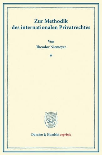 Cover for Niemeyer · Zur Methodik des international (Bok) (2013)