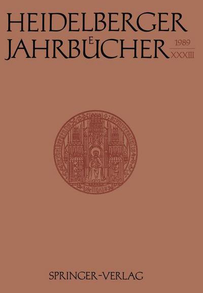 Cover for Universitats-Gesellschaft Heidelberg · Heidelberger Jahrbucher (Paperback Book) [German edition] (1989)