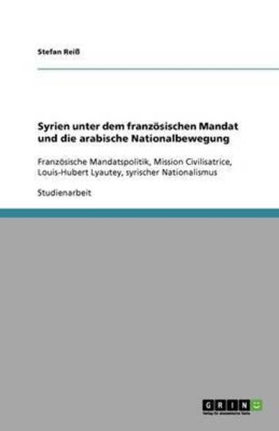 Cover for Reiß · Syrien unter dem französischen Man (Book) [German edition] (2013)