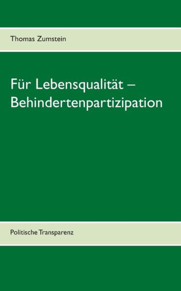 Cover for Zumstein · Für Lebensqualität - Behindert (Book) (2016)