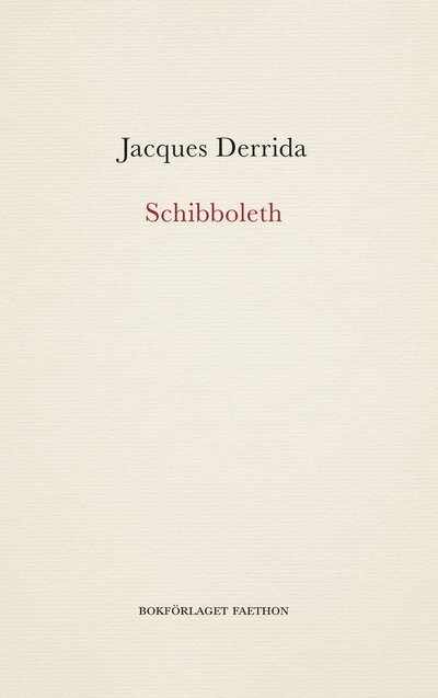 Cover for Jacques Derrida · Schibboleth (Bog) (2022)