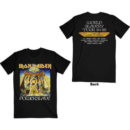 Iron Maiden Unisex T-Shirt: Powerslave World Slavery Tour (Back Print) - Iron Maiden - Marchandise -  - 5056368673993 - 