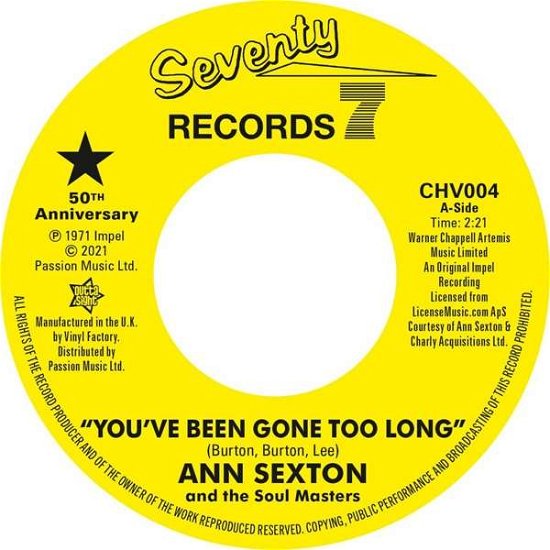 Cover for Ann Sexton · You've Been Gone Too Long / I Had A Fight With Love (LP) (2021)
