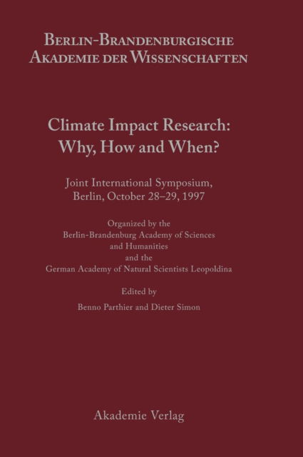 Cover for Climate impact research (Book) (2001)