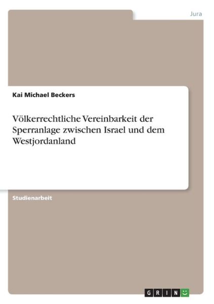 Cover for Beckers · Völkerrechtliche Vereinbarkeit (Book)