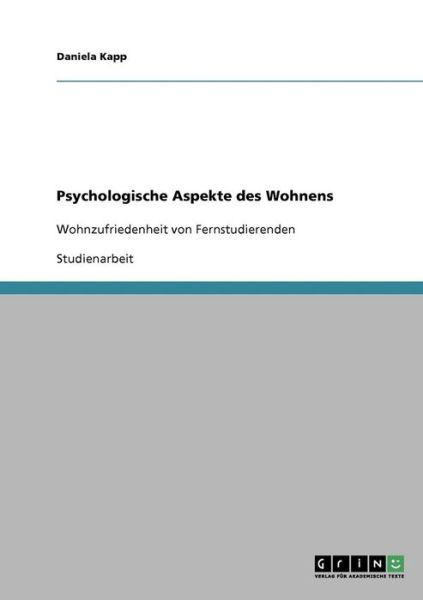 Cover for Kapp · Psychologische Aspekte des Wohnens (Book) [German edition] (2013)