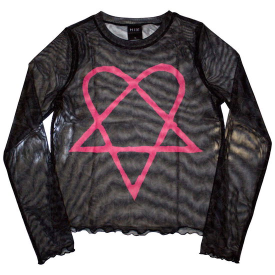 HIM Ladies Crop Top: Pink Heartagram (Black) (Mesh) - Him - Gadżety -  - 5056737291995 - 10 października 2024