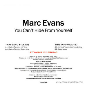 Cover for Marc Evans · You Can't Hide from Yourself (12&quot;) (2010)