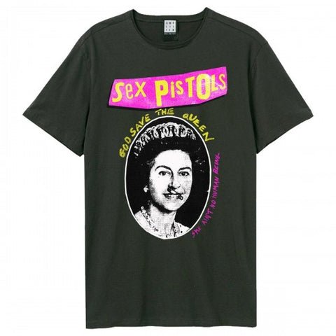 Sex Pistols Queen Amplified Large Vintage Charcoal T Shirt - Sex Pistols - Merchandise - AMPLIFIED - 5054488815996 - 