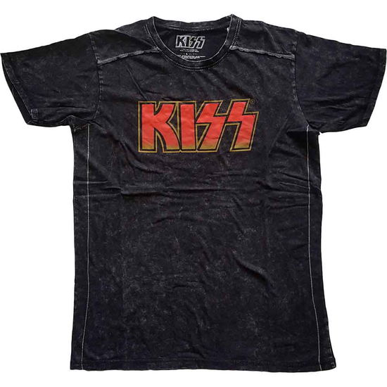 KISS Unisex T-Shirt: Classic Logo (Black) (Wash Collection) - Kiss - Produtos - - 5056368643996 - 28 de setembro de 2020