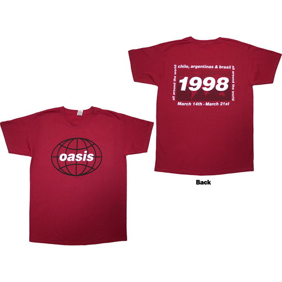 Cover for Oasis · Oasis Unisex T-Shirt: 1998 World Tour - South America (Red) (Back Print) (T-shirt) [size M] (2025)