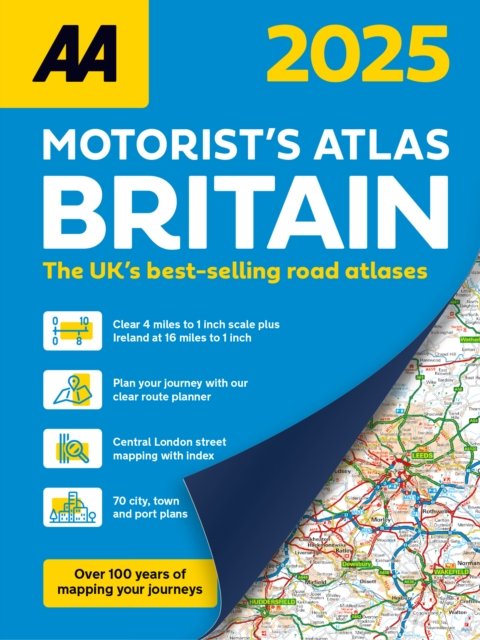 Cover for AA Motorist's Atlas 2025 - AA Road Atlas (Spiral Book) [46 New edition] (2024)
