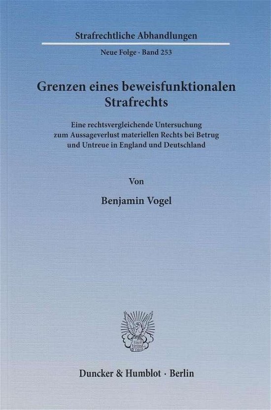 Cover for Vogel · Grenzen eines beweisfunktionalen (Buch) (2014)