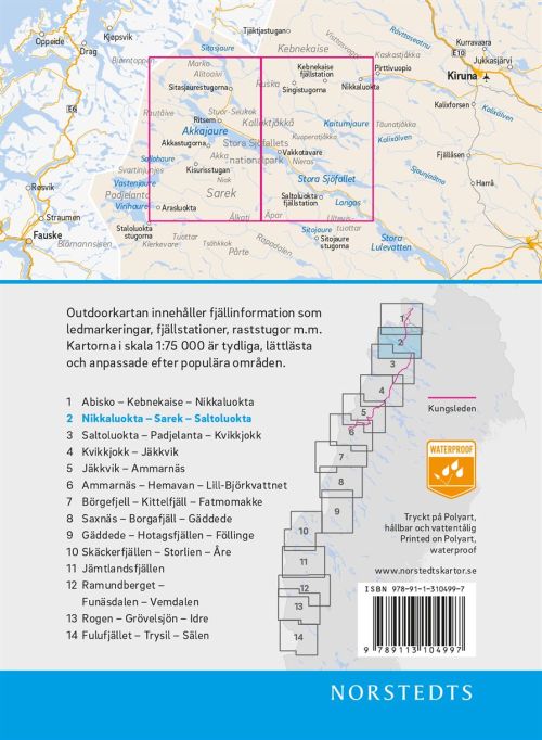 Cover for Outdoorkartan 02 · Nikkaluokta - Sarek - Saltoluokta 1:75.000 (Print) (2020)