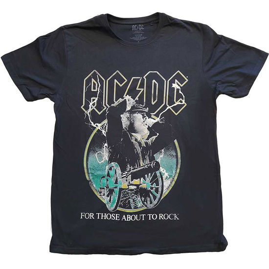 AC/DC Unisex T-Shirt: For Those About To Rock Yellow Outlines - AC/DC - Produtos -  - 5056561024998 - 