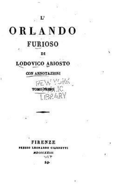 Cover for Lodovico Ariosto · L'Orlando furioso (Paperback Bog) (2015)