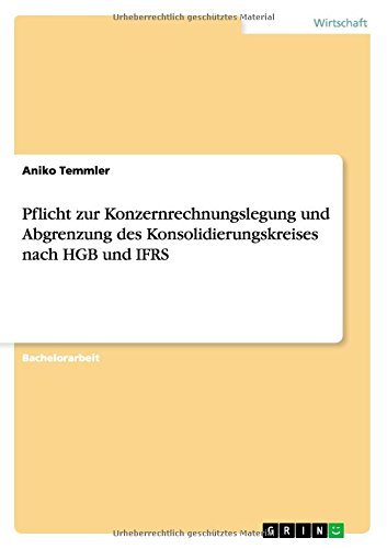 Cover for Aniko Temmler · Pflicht Zur Konzernrechnungslegung Und Abgrenzung Des Konsolidierungskreises Nach Hgb Und Ifrs (Pocketbok) [German edition] (2014)