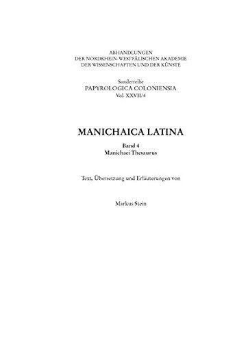 Cover for Stein · Manichaica Latina (Bog) (2016)