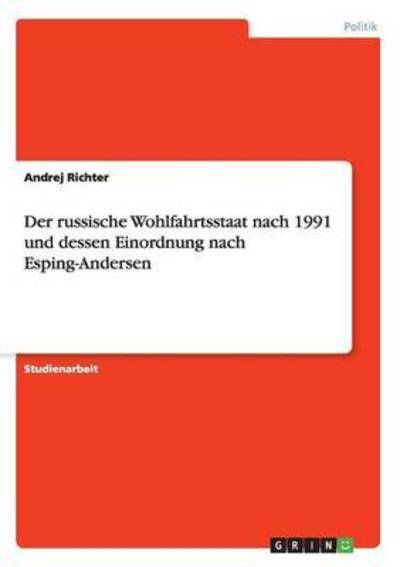 Cover for Richter · Der russische Wohlfahrtsstaat n (Bok) (2015)